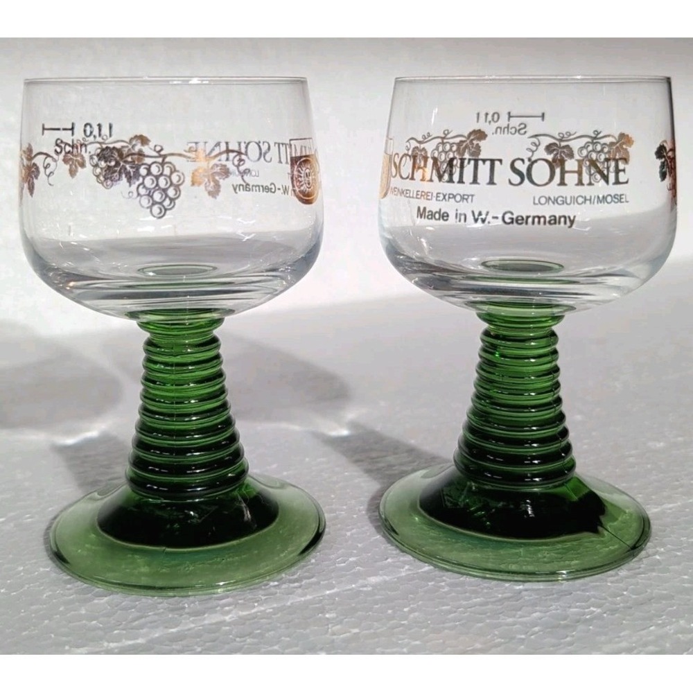 Schmitt Sohne Port Wine Glass Green Beehive Stem West Germany
